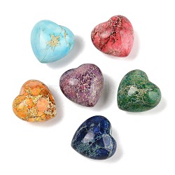 Dyed Natural Imperial Jasper Heart Palm Stone, Healing Pocket Tone for Reiki Energy Balancing Meditation Gift, Mixed Color, 19.5~20.5x20~20.5x13~14mm(G-Q021-03)