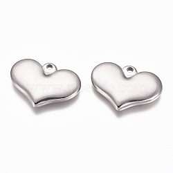 304 Stainless Steel Stamping Blank Tag Heart Pendants, Craft Jewelry Making Accessories, for Women, Stainless Steel Color, 21x28x4mm, Hole: 2.5mm(STAS-G218-08P-03)