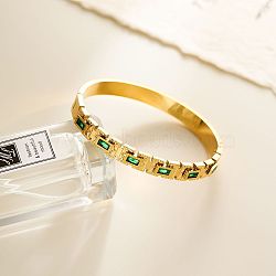 304 Stainless Steel Micro Pave Cubic Zirconia Bangles, Hinged Bangles for Women, Real 18K Gold Plated, Inner Diameter: 2-3/8 inch(6cm)(FS-WGAAFE2-01)