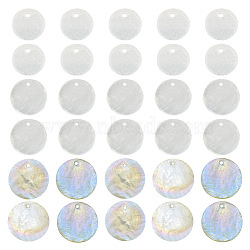 Pandahall 100Pcs 3 Styles Capiz Shell Pendants, Flat Round, WhiteSmoke, 15~25x0.5~1.5mm, Hole: 1.4~1.5mm(SHEL-TA0001-07)