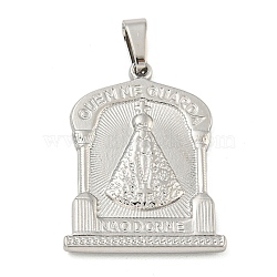 Non-Tarnish 304 Stainless Steel Pendants, Religious Theme Charm, Arch with Word, Stainless Steel Color, 26.5x20x2mm, Hole: 5x3mm(STAS-B071-02H-16P)