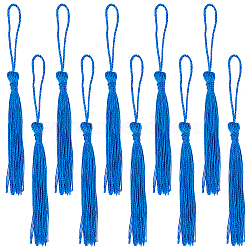 100Pcs Polyester Tassel Big Pendant Decorations, Blue, 80~90x6~7mm(FIND-SC0003-36B)