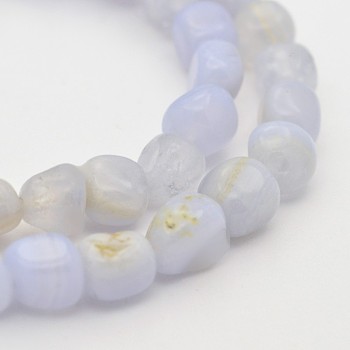 Natural Blue Lace Agate Bead Strands, Tumbled Stone, Nuggets, 5~7X5~7mm, Hole: 1mm, about 15.7 inch