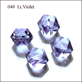 Imitation Austrian Crystal Beads, Grade AAA, Faceted, Cornerless Cube Beads, Lilac, 4x4x4mm, Hole: 0.7~0.9mm