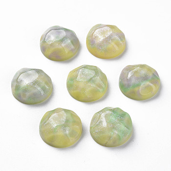 Transparent Resin Cabochons, Water Ripple Cabochons, with Glitter Powder, Half Round, 16x7mm