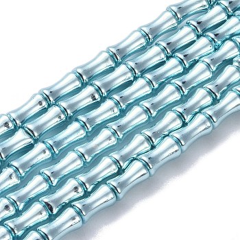 Electroplate Glass Beads Strands, Bamboo, Pale Turquoise, 8x4.5mm, Hole: 0.8mm, about 50pcs/strand, 15.75''(40cm)