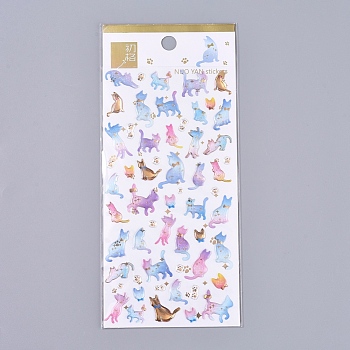 Cute 3D Self-Adhesive Stickers, for DIY Arts and Crafts, Calendar Scrapbook Planner Journal, Cat Pattern, 17.6x9x0.08cm