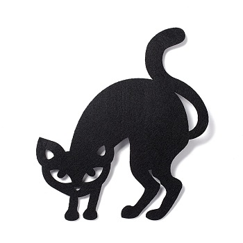 Wool Felt Cat Party Decorations, Halloween Themed Display Decorations, for Decorative Tree, Banner, Garland, Black, 183x200x2mm