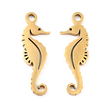 201 Stainless Steel Pendants, Sea Horse, Golden, 17.5x6x1mm, Hole: 1.4mm