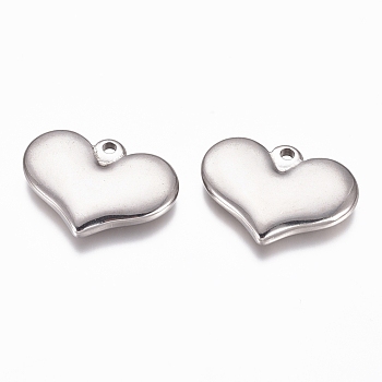 304 Stainless Steel Stamping Blank Tag Heart Pendants, Craft Jewelry Making Accessories, for Women, Stainless Steel Color, 21x28x4mm, Hole: 2.5mm