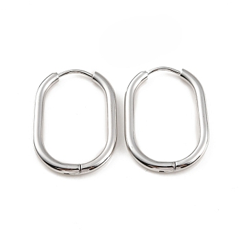 304 Stainless Steel Oval Hoop Earrings, Stainless Steel Color, 27x19.5x3mm, Pin: 1mm