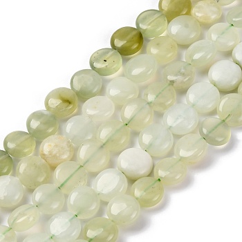 Natural New Jade Beads Strands, Flat Round, 10x5~5.5mm, Hole: 1.5mm, about 40pcs/strand, 14.96 inch(38cm)