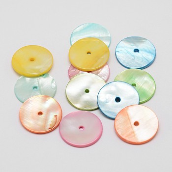 Dyed Natural Shell Beads, Disc/Flat Round, Heishi Beads, Mixed Color, 20x2mm, Hole: 2mm