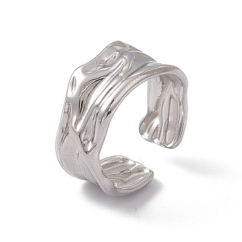 304 Stainless Steel Twist Wave Open Cuff Ring for Women, Stainless Steel Color, US Size 7 1/4(17.5mm)