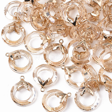 Light Gold Bisque Ring Brass+Glass Pendants