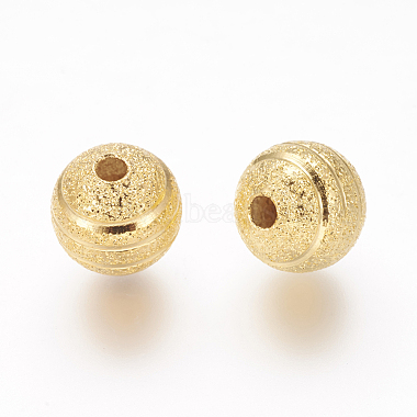Brass Textured Beads(KK-B208-G)-2