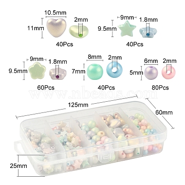 260Pcs 5 Style Spray Painted Opaque Acrylic Beads(SACR-YW0001-32)-3