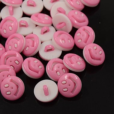 16L(10mm) Pink Flat Round Acrylic 1-Hole Button