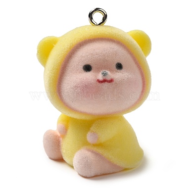 Platinum Yellow Bear Iron+Resin Pendants