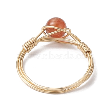 Natural Mixed Gemstone Round Braided Bead Style Finger Rings(RJEW-JR00607)-4