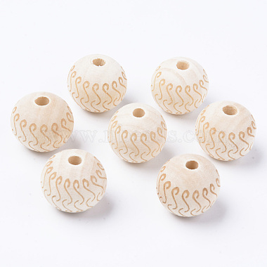 Antique White Round Wood European Beads