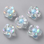 Transparent Acrylic Beads, Flower, Light Sky Blue, 12x12.5x6mm, Hole: 2.8mm, about 940pcs/500g, 500g/bag(OACR-WH0032-13E)