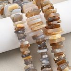 Natural Grey Agate Beads Strands, Nuggets, Graduated Beaded, 14~26x9~16x2.5~5mm, Hole: 1mm, about 93~99pcs/strand, 15.55~15.83''(39.5~40.2cm)(G-A302-A02-01)