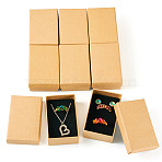 Rectangle Cardboard Paper Jewelry Box, Rhombus Print Jewelry Case with Sponge Inside, for Earring Packaging, Wheat, 8.1x5.1x2.6cm(CON-TAC0015-01C)