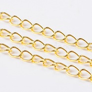 Iron Side Twisted Chain, Unwelded, Lead Free & Nickel Free, Golden, 5x4x0.7mm, about 32.8 Feet(10m)/roll(X-CH-DK0.7-G-FF)