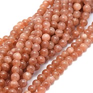 Natural Sunstone Beads Strands, Round, 6mm, Hole: 0.8mm, about 66pcs/strand, 15.75 inch(40cm)(G-F674-09-6mm)