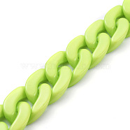 Handmade Opaque Acrylic Curb Chains, Twisted Chain, Oval, for Jewelry Making, Lime, Link: 30x21x6mm, 39.37 inch(1m)/strand(AJEW-JB00564-04)