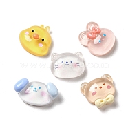 Cartoon Animal Translucent Resin Decoden Cabochons, Duck & Rabbit & Dog, Mixed Shapes, Mixed Color, 14~21x18.5~26x8.5~9mm(RESI-R443-01)