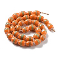Handmade Nepalese Lampwork Beads, Barrel, Orange, 19x14mm, Hole: 2mm, about 36pcs/strand, 26.38''(67cm)(LAMP-Z008-06D)