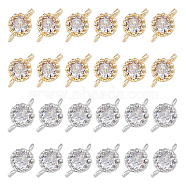 24Pcs 2 Colors Flower Brass Micro Pave Cubic Zirconia Links, Cadmium Free & Nickel Free & Lead Free, Platinum & Light Gold, 11.5x6x4mm, Hole: 1mm, 12pcs/color(ZIRC-FH0001-49)