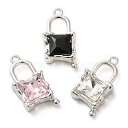 Rack Plating Alloy Rhinestone Pendants, Lock, Mixed Color, 27x13.5x6mm, Hole: 1.6mm(PALLOY-P303-10P)