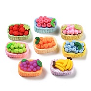 Opaque Resin Imitation Fruit Decoden Cabochons, Fruit Basket, Mixed Color, 23.5x16x12.5~13.5mm(RESI-H155-02)