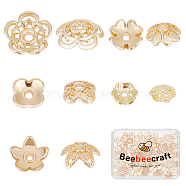 100Pcs 5 Style Brass & Alloy Bead Caps, Long-Lasting Plated, Flower, Real 14K Gold Plated, 6~10.5x1.5~3mm, Hole: 1~1.6mm, 20pcs/style(FIND-BBC0004-43)