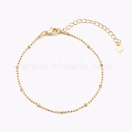 Brass Ball Chain Bracelets, with Rondelle Beads, Golden, 7-1/2 inch(19cm)(BJEW-JB06025)