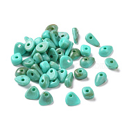 Two Tone Opaque Acrylic Beads, Nuggets, Dark Turquoise, 6.5~9.5x5~7x3~4.5mm, Hole: 1.6mm, 3500pcs/500g(OACR-P013-08)
