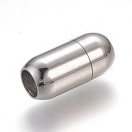 304 Stainless Steel Magnetic Clasps with Glue-in Ends, Oval, Stainless Steel Color, 20x10mm, Hole: 6mm(STAS-F193-05P)