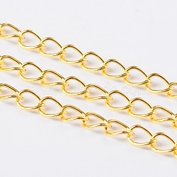 Iron Side Twisted Chain, Unwelded, Lead Free & Nickel Free, Golden, 5x4x0.7mm, about 32.8 Feet(10m)/roll(X-CH-DK0.7-G-FF)