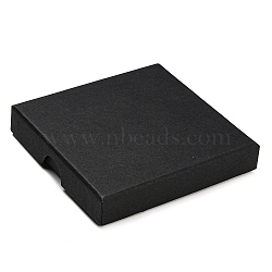 Square Cardboard Paper Jewelry Box, with Sponge Inside, for Necklace and Earring Packaging, Black, 90x90x16mm, Inner Diameter: 85x85mm(CON-D014-01C-02)