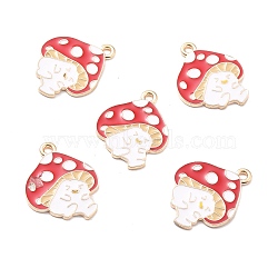 Autumn Theme Alloy Enamel Pendants, Mushroom Elf, Red, 24x19x1mm, Hole: 1.8mm(ENAM-E361-08LG)