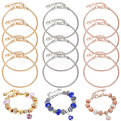 12Pcs 3 Color Stainless Steel Round Snake Chains Bracelet for Men Women, Mixed Color, 8-7/8 inch(22.4cm), 4Pcs/color, 65mm(DIY-BC0009-44)