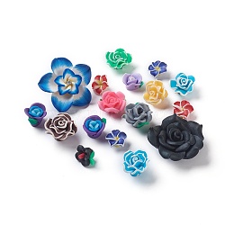 Handmade Flower Polymer Clay Cabochons, Mixed Style, Mixed Color, 19~42x11~16mm(CLAY-MSMC003-01)