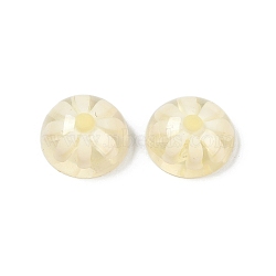 Transparent Epoxy Resin Decoden Cabochons, Half Round with Flower, Light Yellow, 19x19x9mm(CRES-S367-06)