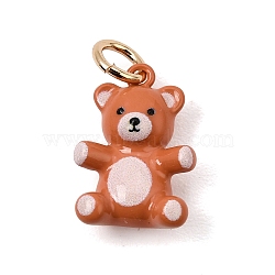 Printed Brass Pendants, Teddy Bear Charms, Golden, Chocolate, 16.5x11.5x6mm, Hole: 4.5mm(KK-CBAB1CA-10G)