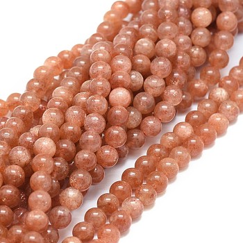 Natural Sunstone Beads Strands, Round, 6mm, Hole: 0.8mm, about 66pcs/strand, 15.75 inch(40cm)
