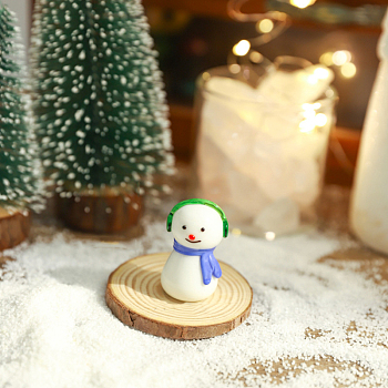 Christmas Theme Mini Glass Snowman Ornaments, for Home Deaktop Display Decorations, Sea Green, 40.5x22.5mm