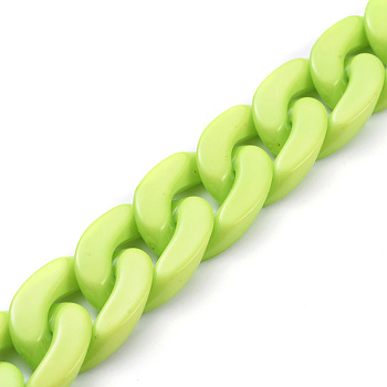 Handmade Opaque Acrylic Curb Chains, Twisted Chain, Oval, for Jewelry Making, Lime, Link: 30x21x6mm, 39.37 inch(1m)/strand
